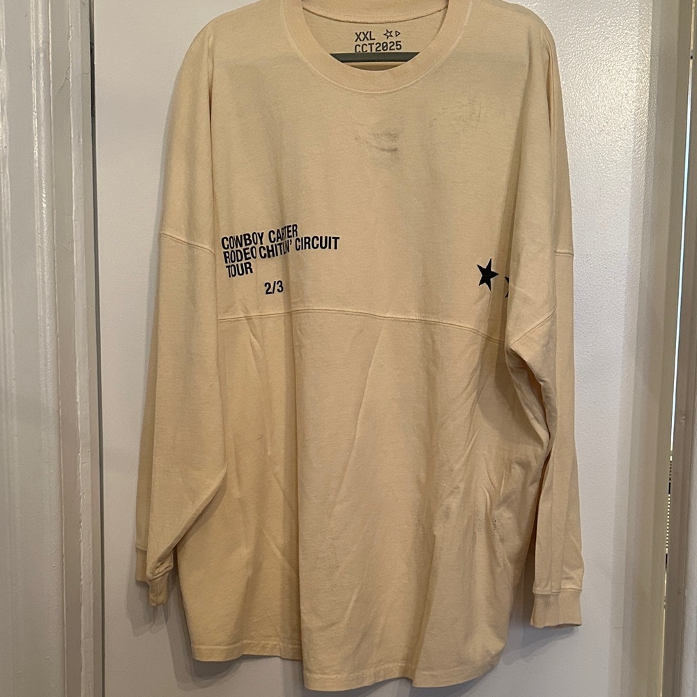 STAINED Cowboy Carter Rodeo Chitlin’ Circuit Tour Beige Long Sleeve Shirt
